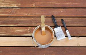 Polishing timber decking with polyurethane lacquer