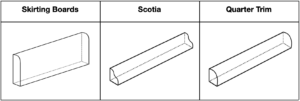 Types of skirting boards, scotia and quarter round trims