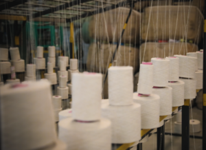 Nylon threads used to manufacture carpet.