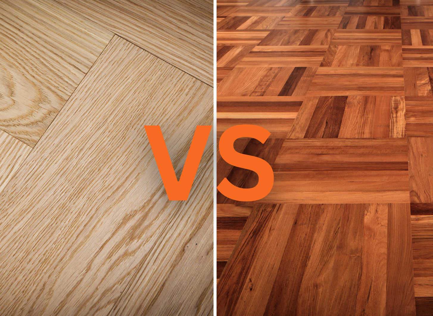 Oak vs Hardwood flooring, both parquetry.