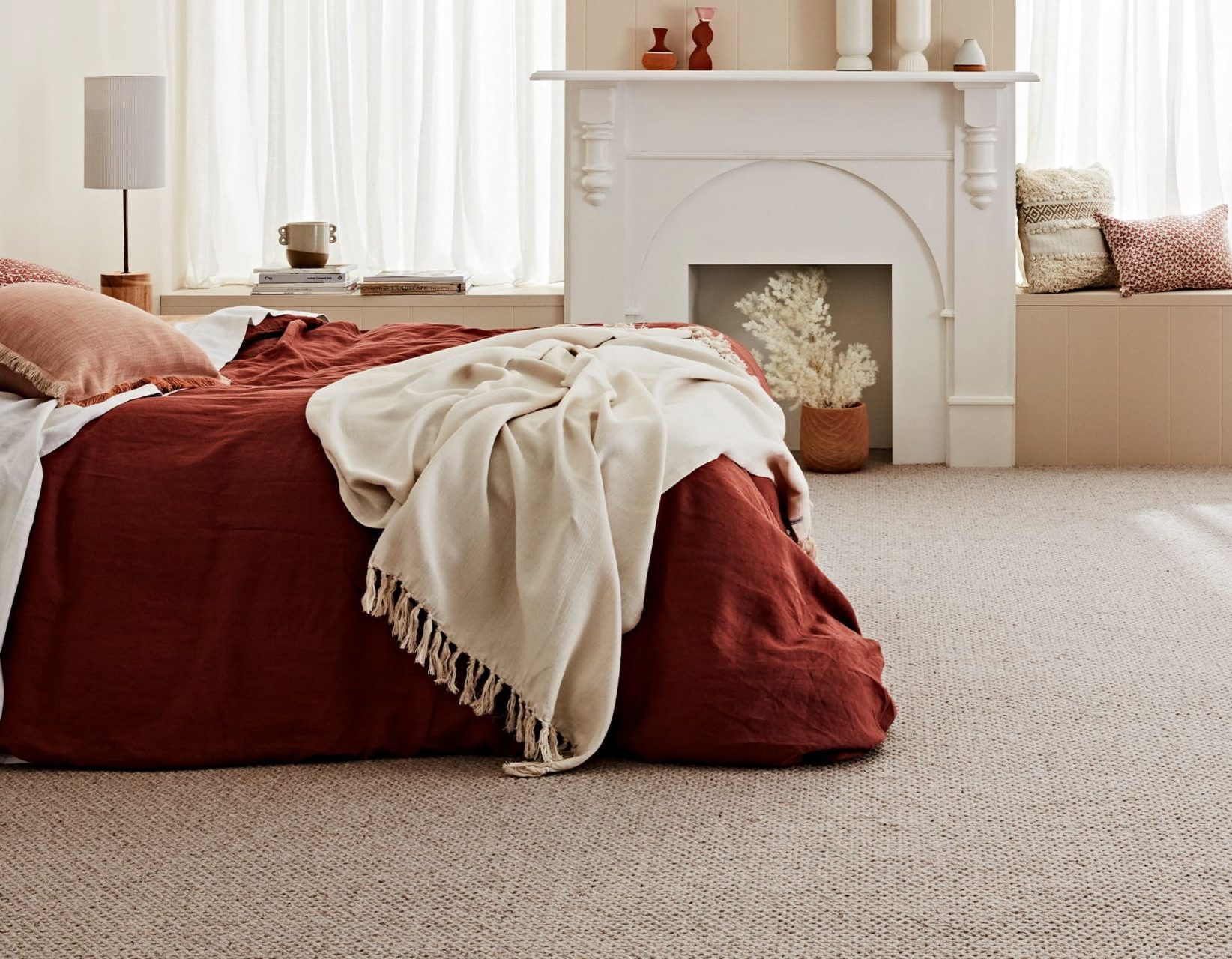 Wool carpet in a bedroom.